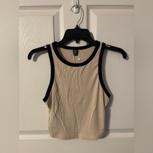 SHEIN Beige Tank Top with Black Accents